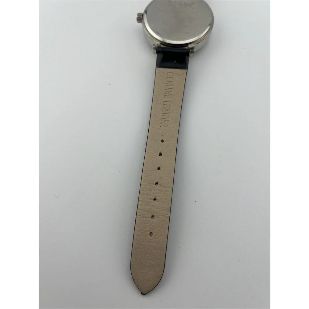 Luiz's Lady Style Watch 38mm Faceted Crystal Black Leather Band- New Battery‎